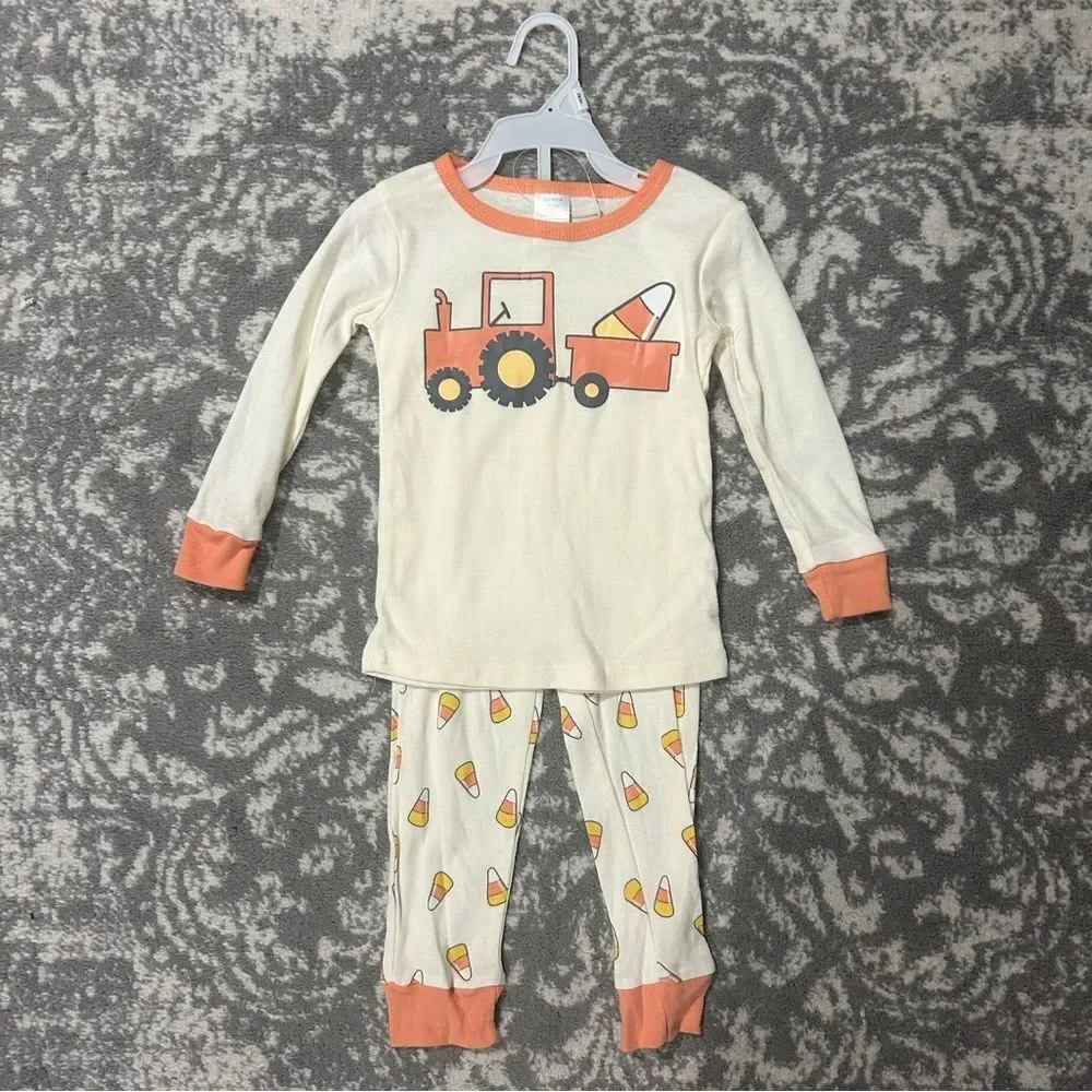 Modern Kids Halloween Tractor and Candy Corn Pajamas NWOT 2T